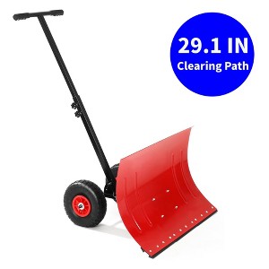 GustoWave Snow Shovel for Driveway, Heavy Duty Snow Removal Tool with Wheels - 1 of 4