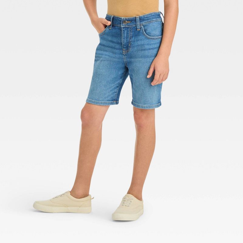 Boys' Relaxed Tapered 'At the Knee' Flat Front Jean Shorts - Cat & Jack™, 1 of 7