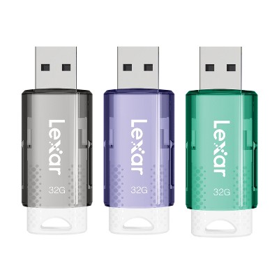 Lexar® JumpDrive® S60 32-GB USB 2.0 Flash Drives (3 Pack; Black/Teal/Purple) in Multicolored