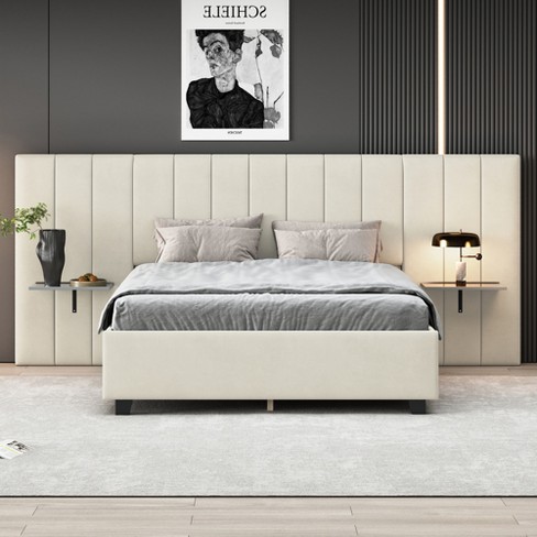 Whisen Modern Design Upholstered Platform Bed with Big Headboard - image 1 of 4