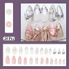 LOVELAY CREATIONS Pink Almond Press-On Nails with Flower Rhinestones Pearls - 3 of 4