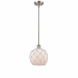 Farmhouse Rope - 1 Light Stem Hung Mini Pendant In Industrial Style-10 Inches Tall and 8 Inches Wide - 1 of 1