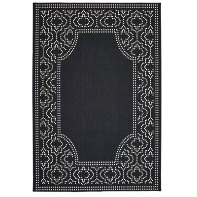 Oriental Weavers Marina 1247K Black/ Ivory Indoor/Outdoor Area Rug - 1'9" x 3'9"