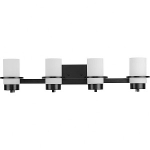 Progress Lighting Reiss 4-Light Vanity Light, Matte Black, White Glass Shade - 1 of 1