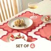 Folkulture Christmas Placemats | Set of 4 (13" x1 9") Boho & Christmas Table Mats Scalloped Design | Red Christmas Table Decor - 3 of 4