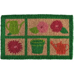 HomeRoots 18" X 30" Brown Coir Garden Tools Outdoor Spring Door Mat - 1 of 4