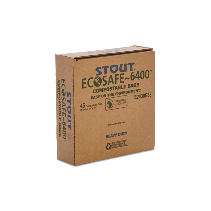Stout by Envision EcoSafe-6400 Bags, 13 gal, 0.85 mil, 24" x 30", Green, 45/Box, 5 of 8