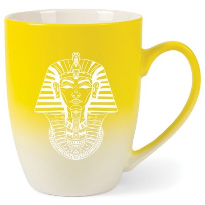 Elanze Designs 12 Ounce Two Toned Ombre Ceramic Tea Coffee Cup Mug Yellow White Pharaoh Ancient Regal Icon