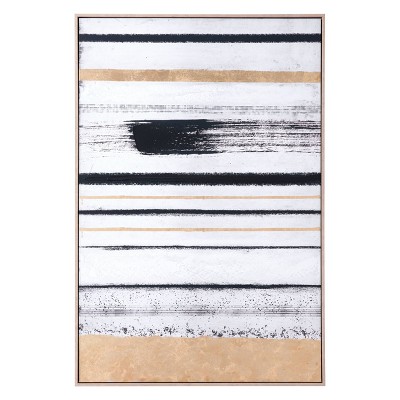 Vertical Brush Strokes Framed Wall Canvas Black/Gold - ZM Home