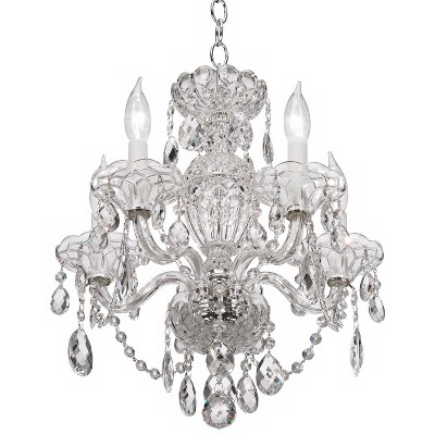 Mini Polished Silver Crystal 5-Light Chandelier
