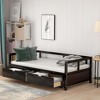 PAGED Twin Daybed Extending Wooden Bed Frame Modern Sofa Bed with Trundle and 2 Drawers for Living Room - 2 of 4