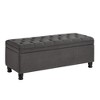 Tufted Upholstered Storage Bench with Spindle Wooden Legs, Faux Leather/Linen Entryway Bench with Hidden Storage, Bed End Ottoman - ModernLuxe - 4 of 4