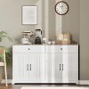 56" Farmhouse Buffet Cabinet with Barn Doors - Large Kitchen Storage Sideboard with Adjustable Shelf, 2 Drawers, Coffee Bar Table,White - 2 of 4