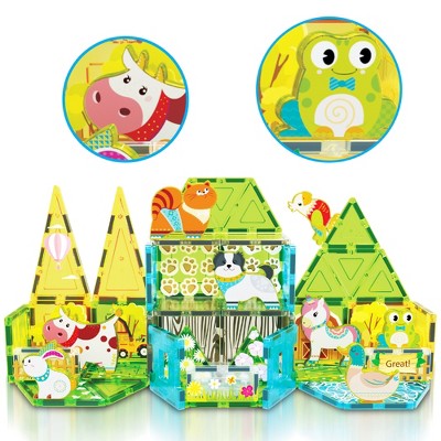 Picasso-TILES 52 PC Farm Themed, Magnetic Tiles, Building Blocks, STEM Toys for Kids 3+