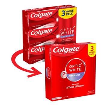 Colgate Optic White Advanced Whitening Toothpaste with Fluoride, 2% Hydrogen Peroxide - Sparkling White - 3.2oz