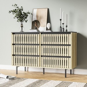 Fluted Drawers Dresser, Modern Chest of Drawers, Dresser TV Stand, Wood Drawer Organizer for Bedroom, Living Room, Hallway, Natural - 1 of 4