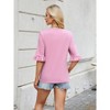 BLUEMING Blouses for Women Dressy Round Neck Casual Ruffled 3/4 Length Sleeve Womens T-Shirts with Smocked Cuffs - 2 of 4