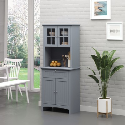 Grey Driftwood Engineered Wood Kitchen Pantry Storage Cabinet