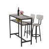 Oversart Bar Table and Chairs Set, Square Table With 2 Stools, Dining Pub Set for 2, Space Saving for Kitchen Breakfast, Living Room, Party Room, Grey - 4 of 4