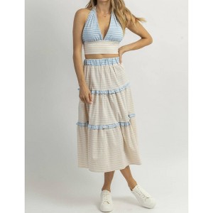 Women's DUNES GINGHAM MIDI SKIRT SET - SUNDAYUP - 1 of 4