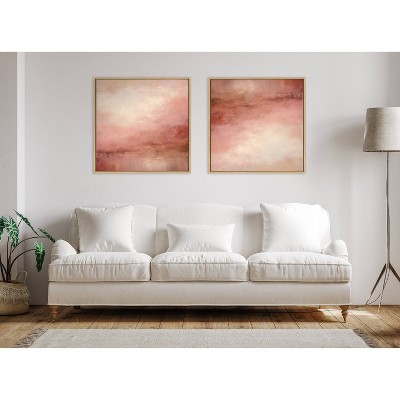 Tonal Abstract Pink and Peach Framed Canvas Art