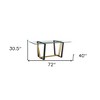 HomeRoots 72" Clear And Gold Glass And Iron Sled Base Dining Table - 3 of 4