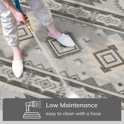 Well Woven Tuscon Indoor/Outdoor Southwestern Area Rug High Traffic Geometric Medallion Carpet