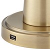360 Lighting Modern Table Lamps 25" High Set of 2 with USB Charging Port Brass Metal Beige Drum Shade for Bedroom Living Room House Desk Bedside Home - 3 of 4