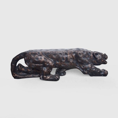 Antique Copper Lightweight Concrete Leopard Shaped Patio Bench