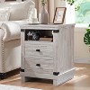 SinCiDo Nightstand with Charging Station, 18″ Farmhouse Night Stand with 2 Drawers, Wood Rustic End Table - 2 of 4