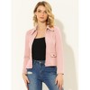 Allegra K Women's Faux Suede Short Zip Up Motorcycle Biker Coat - 2 of 4