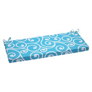 Pillow Perfect Best Outdoor Bench Cushion - Blue, Blue White