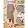INSPIRE CHIC Women's Cotton Linen Casual Back Slit High Waisted Midi Skirt with Pockets - 2 of 4