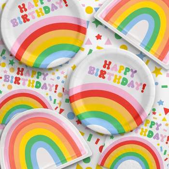 Rainbow Foil Birthday Party Supplies Kit for 8 Guests