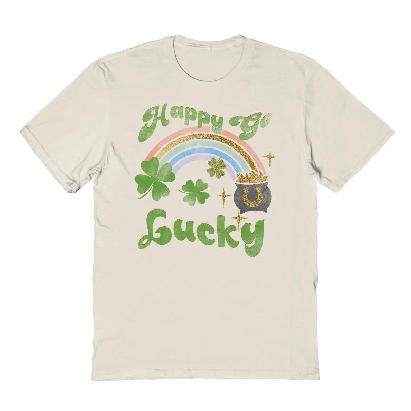 Rerun Island Men's Happy Go Short Sleeve Graphic Cotton T-Shirt, 1 of 2