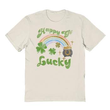 Rerun Island Men's Happy Go Short Sleeve Graphic Cotton T-Shirt