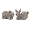 Stone Bunny Rabbit Figurines – Grey Polyresin Spring Decor, Set of 4 by Melrose - 2 of 4