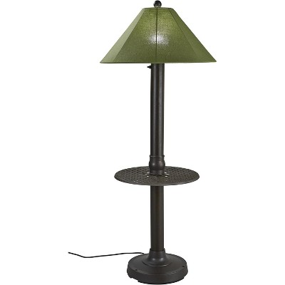 Patio Living Concepts Catalina Table Floor Lamp 65697 with 3 bronze body and spectrum cilantro Sunbrella shade fabric