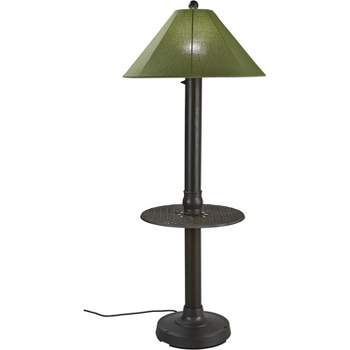 Patio Living Concepts Catalina Table Floor Lamp 65697 with 3 bronze body and spectrum cilantro Sunbrella shade fabric
