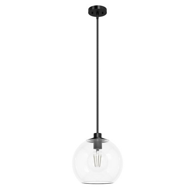 Hunter Fan Xidane with Clear Glass 1-Light Globe Pendant Ceiling Light Fixture Matte Black
