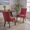 Lyngins 2-Pack Modern Upholstered Dining Chair with Diamond Stitching, Ergonomic Curved Backrest, Padded Microfiber Seat, Sturdy Wooden Legs - 2 of 4