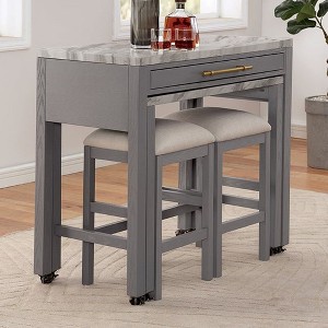 NicBex Dining Table 39" Modern Rectangular Counter Height Wooden Dining Table Faux Marble Top for Dining Room - 1 of 4
