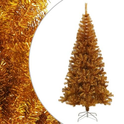 vidaXL 8ft Gold Artificial Christmas Tree with Steel Stand - Sturdy, Reusable, PET Material,