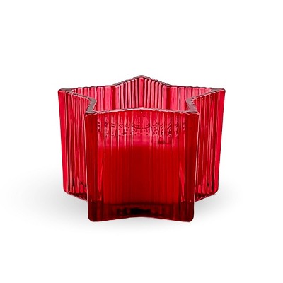 3oz Ribbed Star Glass Candle Red - Bullseye's Playground™