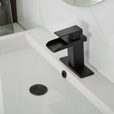 Matte Black Single Handle Waterfall Bathroom Faucet