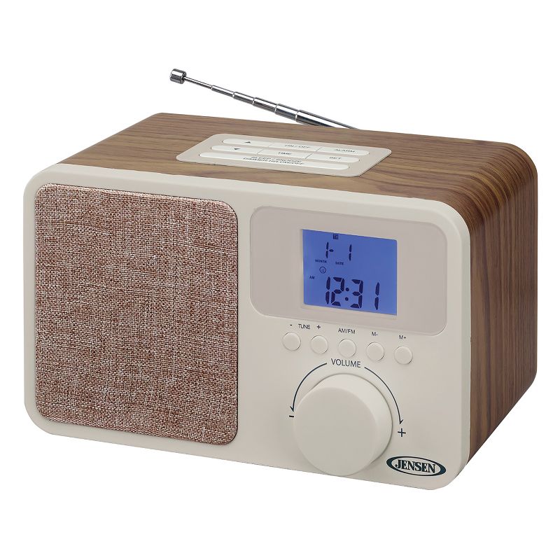 JENSEN AM/FM Digital Dual Alarm Clock Radio with LCD Display, 1A Charging Port for all Smartphones, Aux-in (JCR-315), 1 of 8