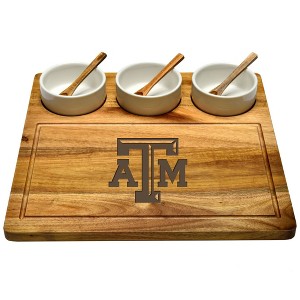 NCAA Texas A&M Acacia Cheese & Charcuterie Board with Ceramic Dip Bowls - 1 of 4