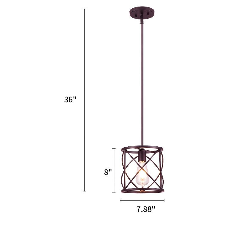 Defong 1-Light Bronze Industrial Pendant Light with Adjustable Hanging Rod, 2 of 4