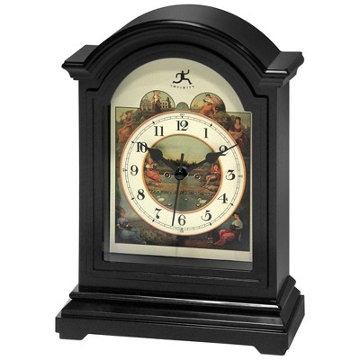 Black Grandfather-Inspired Tabletop Clock with Artwork