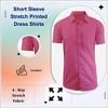 Galaxy By Harvic Men's Slim Fit  Short Sleeve Stretch Printed Dress Shirts - 4 of 4